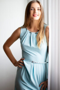 Notched Collar & Belted Office Dress