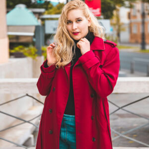 Red women's trench coat 1003