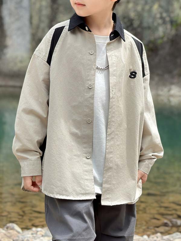 Kids Color Block Shirt Jacket
