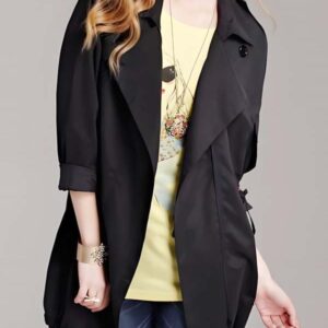 Black Relaxed Trench Coat with Precise Seam Alignment