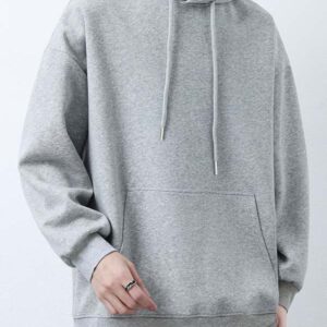 Men's Gray Oversized Hoodie Casual Pullover Sweatshirt