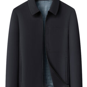 Men's Black Casual Zip-Up Jacket Lightweight Collared Coat