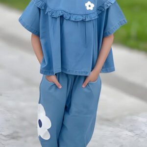 Girls' Blue Ruffled 2-Piece Outfit