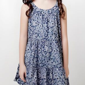 Girls' Navy Blue Floral Sleeveless Dress
