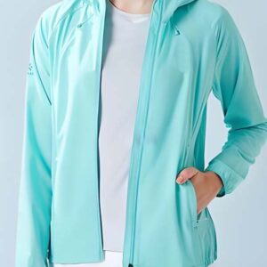 Light Blue Lightweight Hooded Jacket with Reinforced Zipper