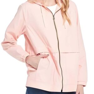 Light Pink Hooded Jacket with Adjustable Drawstrings