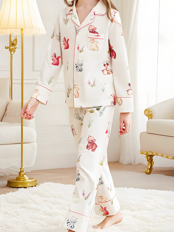Girls Woodland Animal Pajama Set