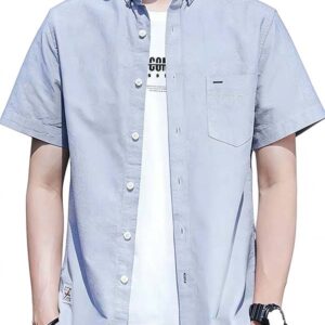 Men's Light Blue Short-Sleeve Shirt