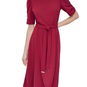 Burgundy Puff-Sleeve Dress