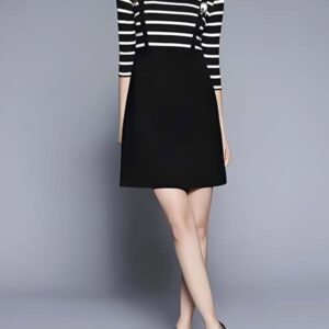 Black-White Striped Suspender Dress