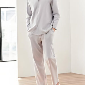Men's Light Gray Long-Sleeve Pajama Set
