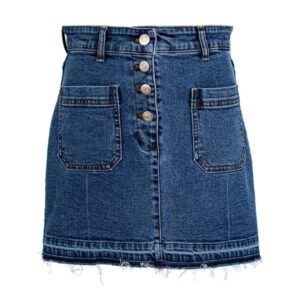 Light Blue Button-Front Denim Mini Skirt