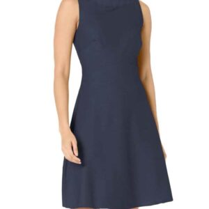 Sleeveless Navy Round-Neck Dress
