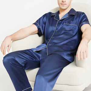 Men's Royal Blue Satin Pajama Set