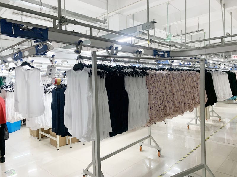 Garment manufacturing production line in our apparel factory